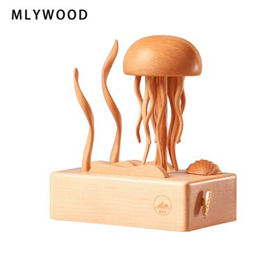 صندوق موسيقى قناديل البحر الخشبي