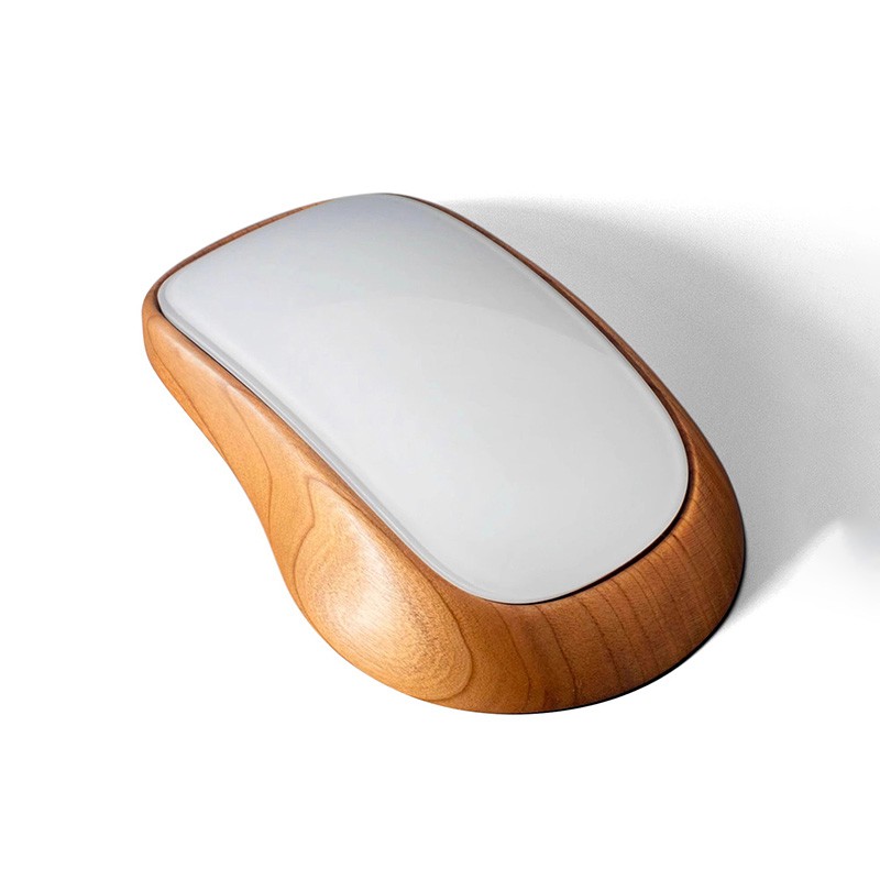 حالة ماوس التفاح الخشبية